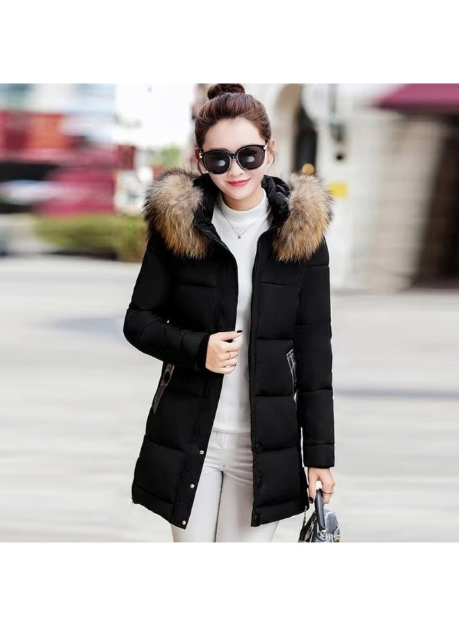 Barbora Winter Fur Collar Women's Puffer Coat 7112BLACK4 - Image 2